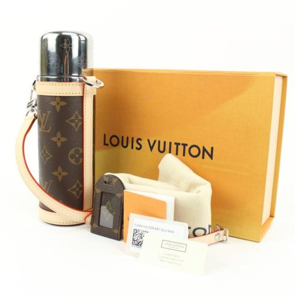Louis Vuitton Monogram Flask Holder Thermos with Case Water Bottle 78lk524s - Picture 2 of 12
